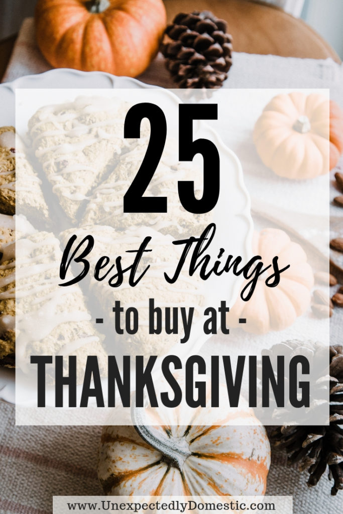 Here are the 25 best things to stock up in November. Using this list of the best things to buy at Thanksgiving will save you money all year!
