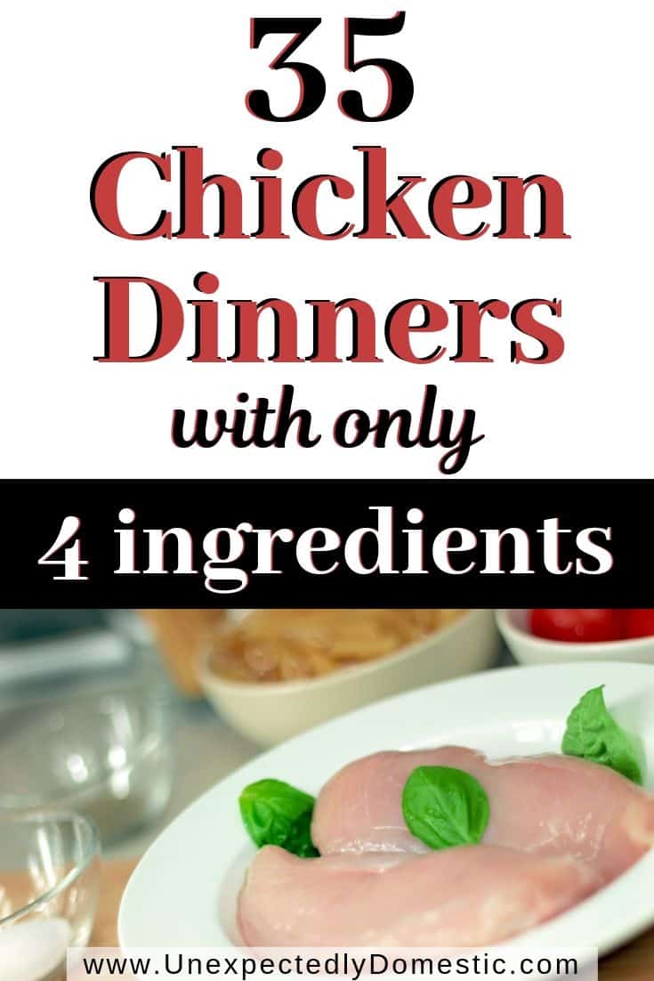 Try these easy yummy chicken recipes with few ingredients! Here's 35 four ingredient easy chicken dinner casseroles and meals for families.