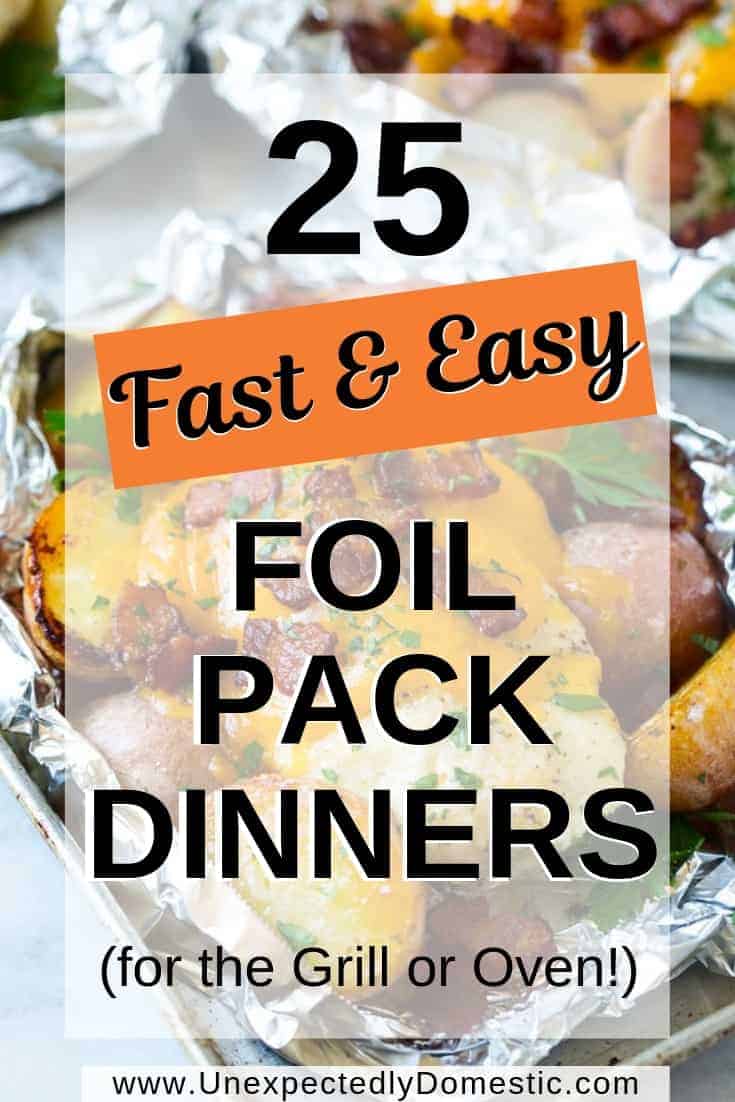 Delicious foil pack dinners! Easy foil packet meals perfect for the BBQ grill, oven, or camping. Healthy shrimp or chicken recipes and beef and sausage too!