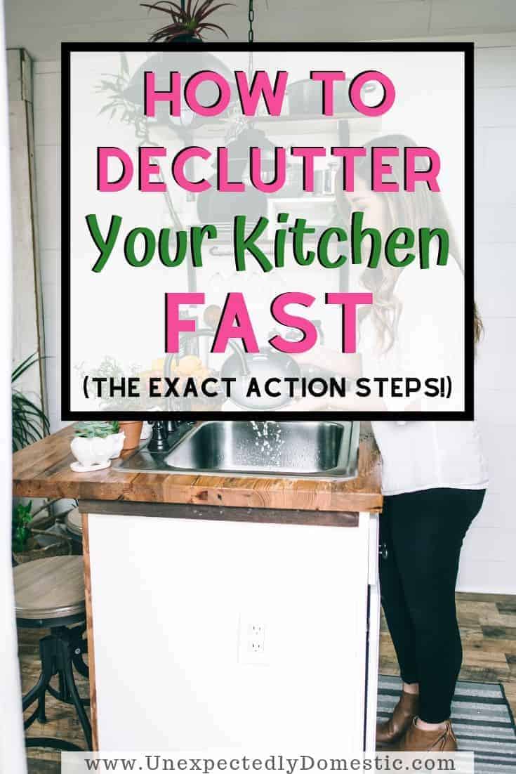 How to declutter your kitchen fast and easy. What to declutter to organize your kitchen counters, with 8 simple action steps!