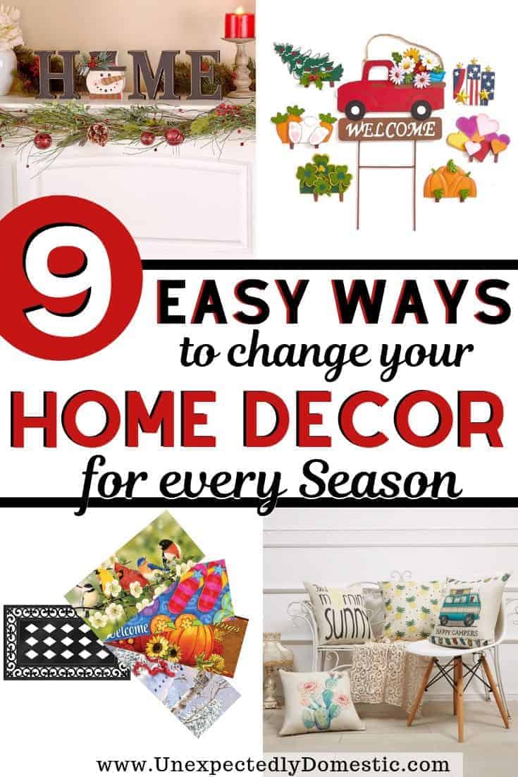 Want seasonal decorating ideas on a budget? Try interchangeable seasonal decorations! Ideal for small spaces, if you love to change decor for every season.