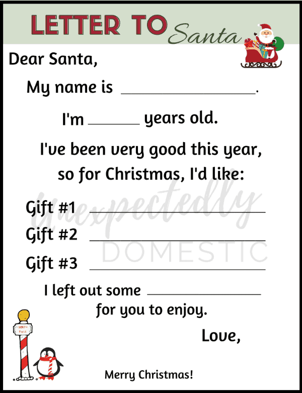 Blank Santa Letter Template - FREE Printable Christmas Eve Letter to Santa!