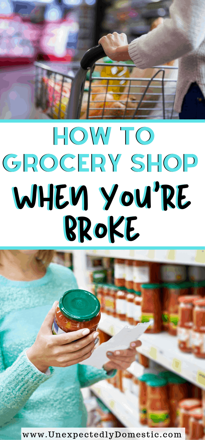 Wonder what you should buy on a tight budget? This is the cheap food to buy when broke! How to stock your pantry and make a broke grocery list on a budget.