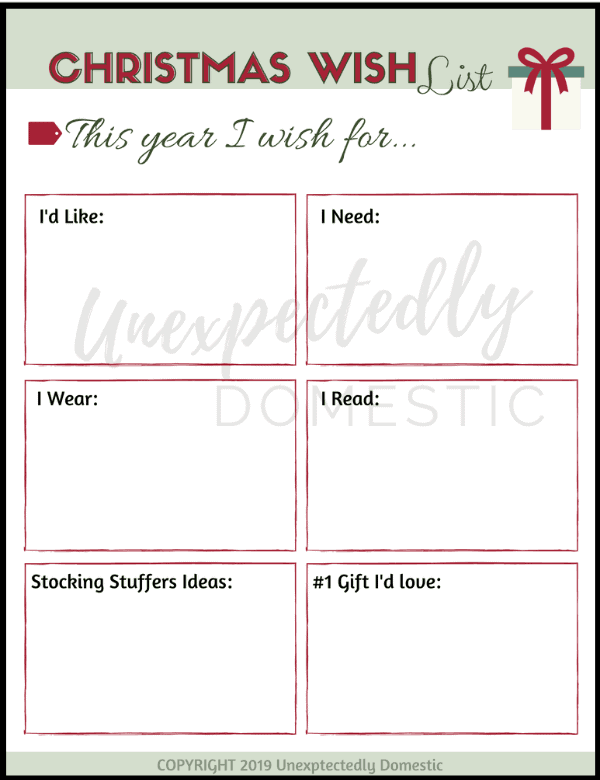Download this Christmas list template to make holiday shopping easier on everyone! Fill out this free printable wish list, or give to others to make theirs!