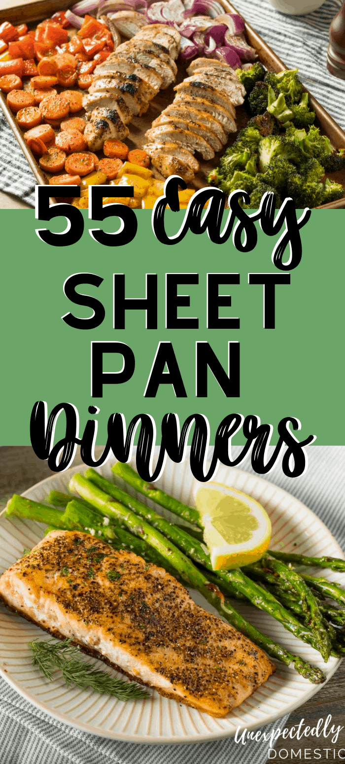 Sheet pan dinners make preparing (and cleaning up) dinner a breeze! These one pan dinners are SUPER easy and delicious. Chicken, sausage, shrimp, and more!