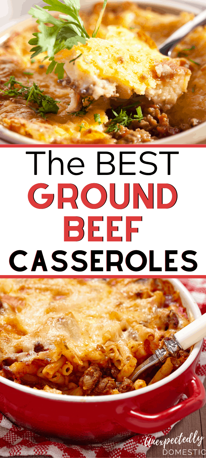 Check out the very best ground beef casseroles! These hamburger casserole recipes include rice, potatoes, noodles, and more. Delicious comfort food!