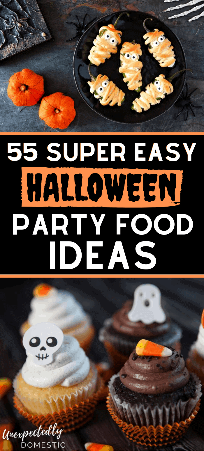 Party guests will love these easy Halloween party food ideas! Fun Halloween appetizers and desserts to make your food table really pop.