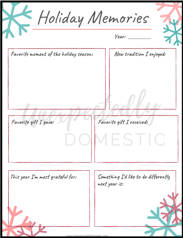Printable Christmas memories journal page! You can use this fun printable to jot down your favorite memories from the holiday season!