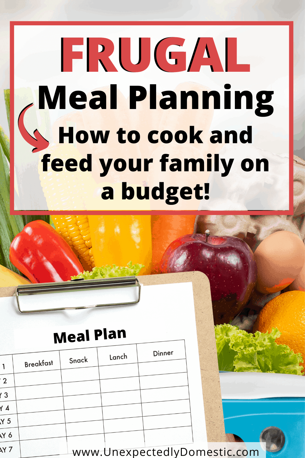 An easy frugal meal planning system to keep your grocery budget low. Try this step by step guide to planning frugal meals!
