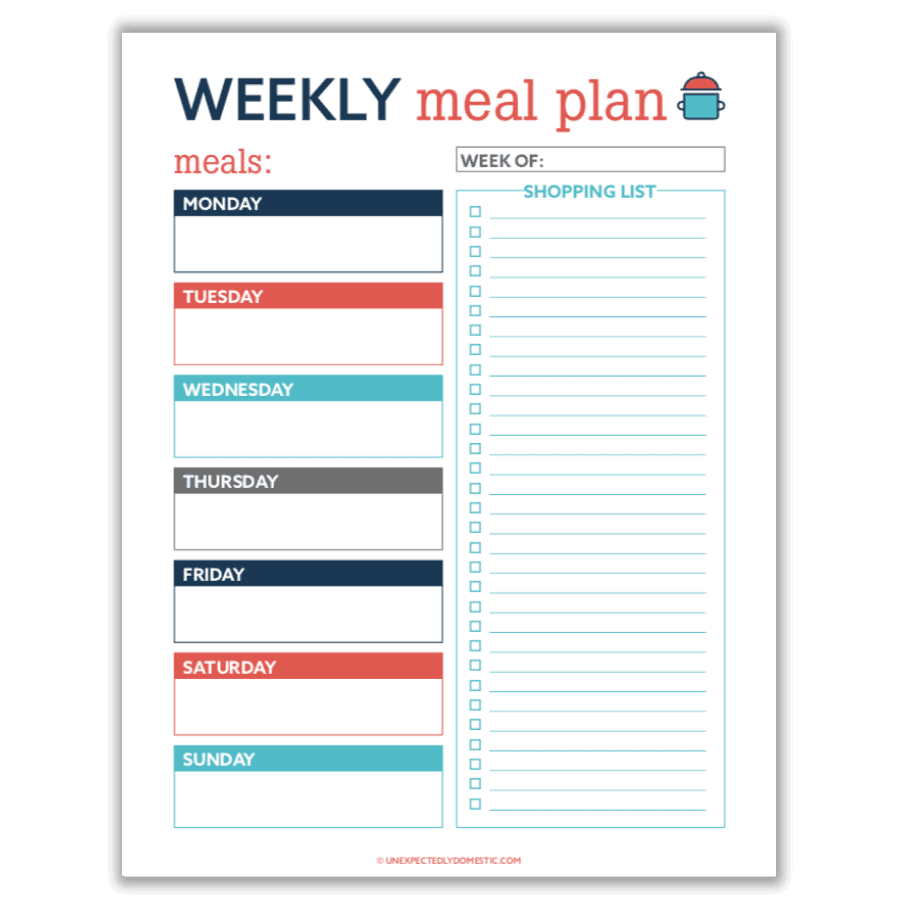 6 Week Meal Plan - Unexpectedly Domestic