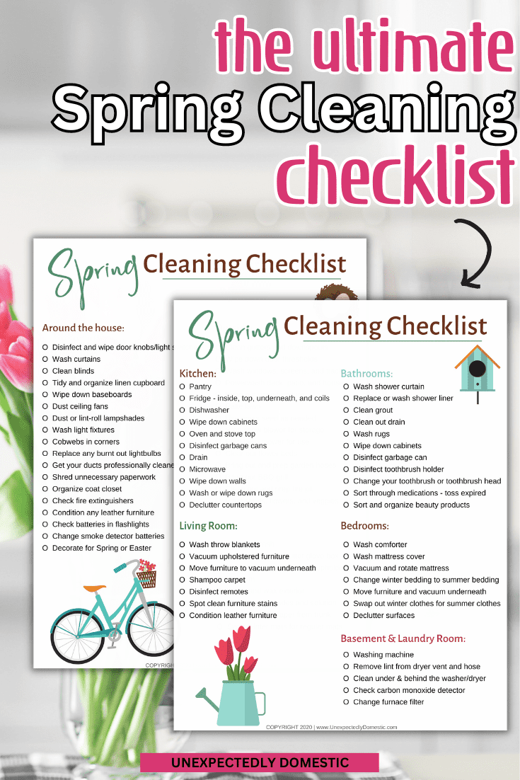 A simple spring cleaning checklist! How to plan your spring cleaning, plus a free printable checklist to tackle your spring cleaning the easy way! This ultimte spring cleaning checklist for your whole house and outdoor, kitchen, bathroom, living room, and declutter in 30 day. Put on your Spring deep cleaning playlist on and make your way through your home cleaning like a professional. Click to grab your free Spring cleaning checklist & printable. Spring cleaning checklist printable free house.
