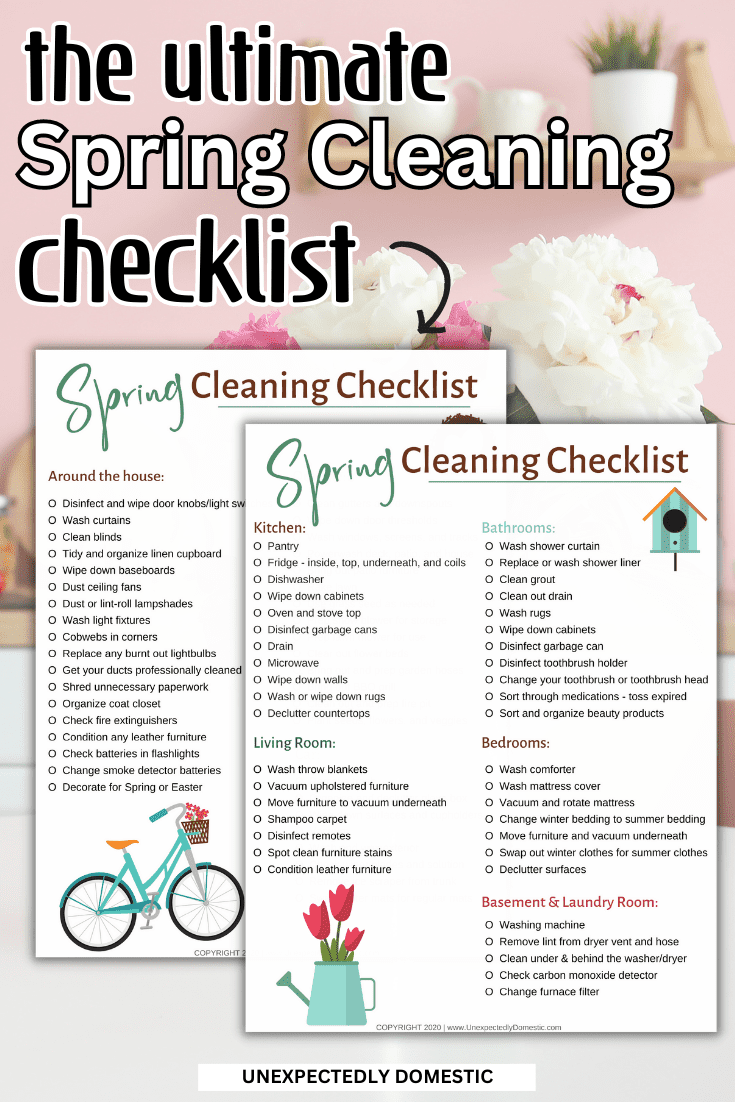 A simple spring cleaning checklist! How to plan your spring cleaning, plus a free printable checklist to tackle your spring cleaning the easy way! This ultimte spring cleaning checklist for your whole house and outdoor, kitchen, bathroom, living room, and declutter in 30 day. Put on your Spring deep cleaning playlist on and make your way through your home cleaning like a professional. Click to grab your free Spring cleaning checklist & printable. Spring cleaning checklist printable free house.