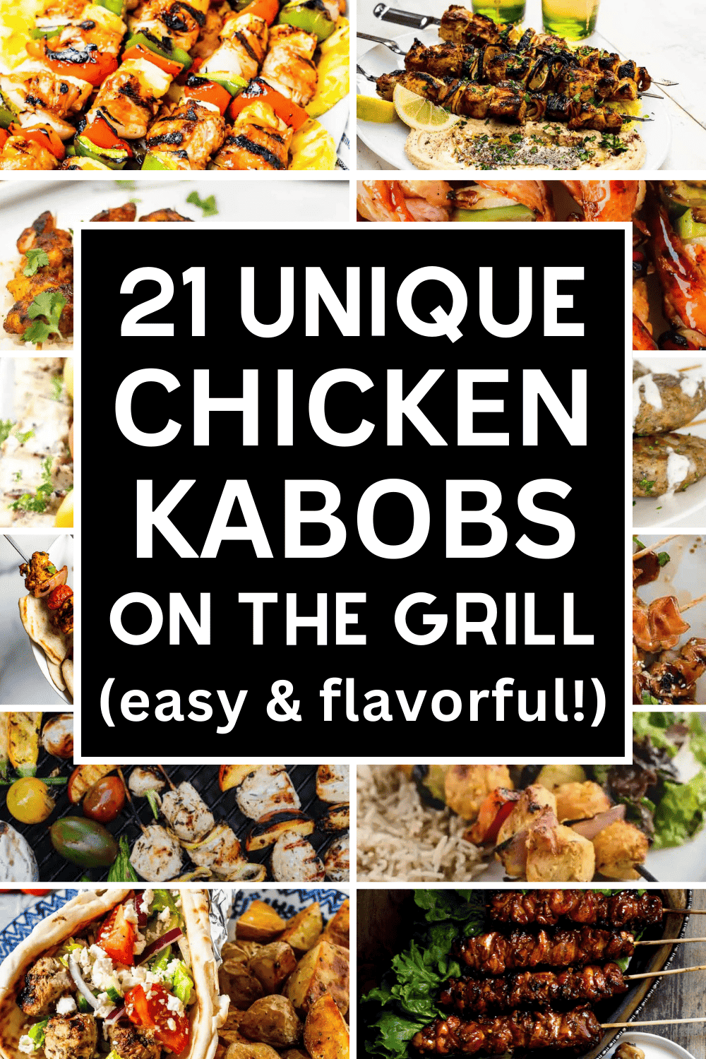 You'll make these easy chicken kabob recipes on the grill on repeat all summer! Chicken kebabs on the grill are a quick and easy summer dinner. Easy chicken kabobs on the grill, bbq chicken kabobs on the grill skewers, grilled chicken kabob recipes, marinade for chicken kabobs on the grill, how to grill shish kabobs, marinated grilled chicken skewers recipes, chicken shish kabobs marinade recipes, teriyaki chicken kabobs on the grill, easy hawaiian chicken kabobs on the grill marinade recipes.