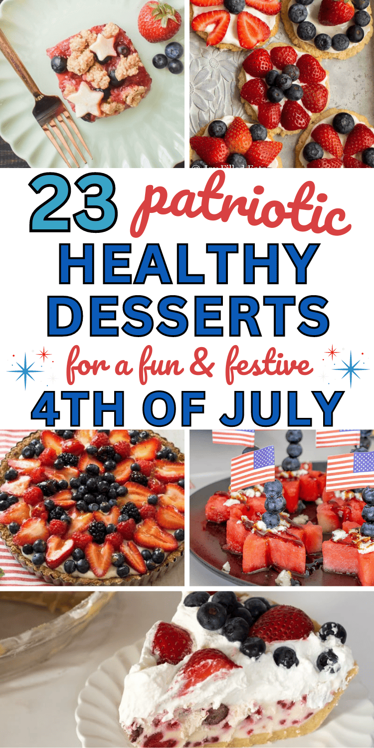 These healthy 4th of July desserts are easy to make for a crowd, and super pretty on the table! Low calorie, vegan, gluten free, or sugar free, you'll love these easy healthy Fourth of July food recipes. Healthy 4th of july food ideas, easy healthy dessert recipes quick, quick healthy dessert recipes, healthy 4th of july desserts for a crowd, healthy 4th of july desserts gluten free, healthy vegan desserts easy, healthy 4th of july desserts vegan no sugar, healthy vegan desserts clean eating 