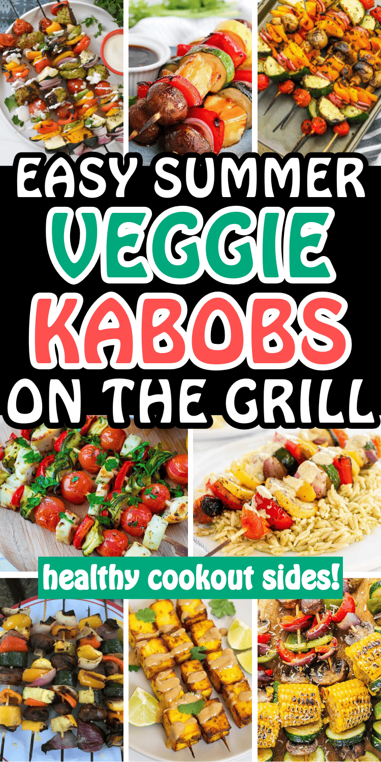 The best veggies kabobs on the grill! These easy vegetable skewers make healthy summer side dishes or summer vegetarian dinner ideas for hot days. Grilled veggies on the grill, vegetable kabob marinade, kabob veggies, vegetable shish kabob grilled, veggies on the grill, easy bbq veggies, vegetarian skewers bbq, grill sides, skewers on the grill, meal ideas vegetarian, vegetable kabobs on the grill, cheap dinners for a family, hot weather dinner ideas, grill vegetables, light summer meals, vegetarian recipes grill, vegetarian kabobs, grill dinner ideas, kebabs on the grill vegetarian, veggie shish kabobs on the grill, healthy summer dinner recipes, grilled vegetables on the grill, grilled veggies skewers, easy grill food, blackstone grill recipes, cookout side dishes, flat top grill recipes