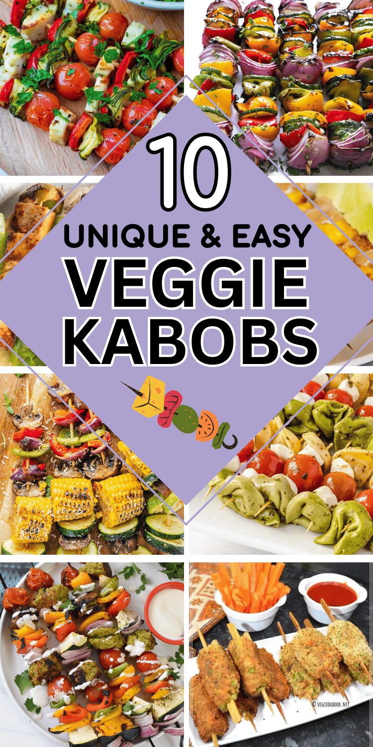 These easy veggie kabobs on the grill are the perfect quick and healthy summer vegetarian dinner. You'll want to make these vegetable kabobs all summer long, as easy summer dinners on hot days, or simple vegetarian side dishes to grill. Veggie skewers on the grill, best vegetable kabobs on the grill, vegetarian kabobs on the grill, easy summer vegetarian recipes grill, light summer vegetarian meals, summer vegetarian meal ideas, vegetarian shish kabobs, vegetarian side dishes, easy kabob recipes