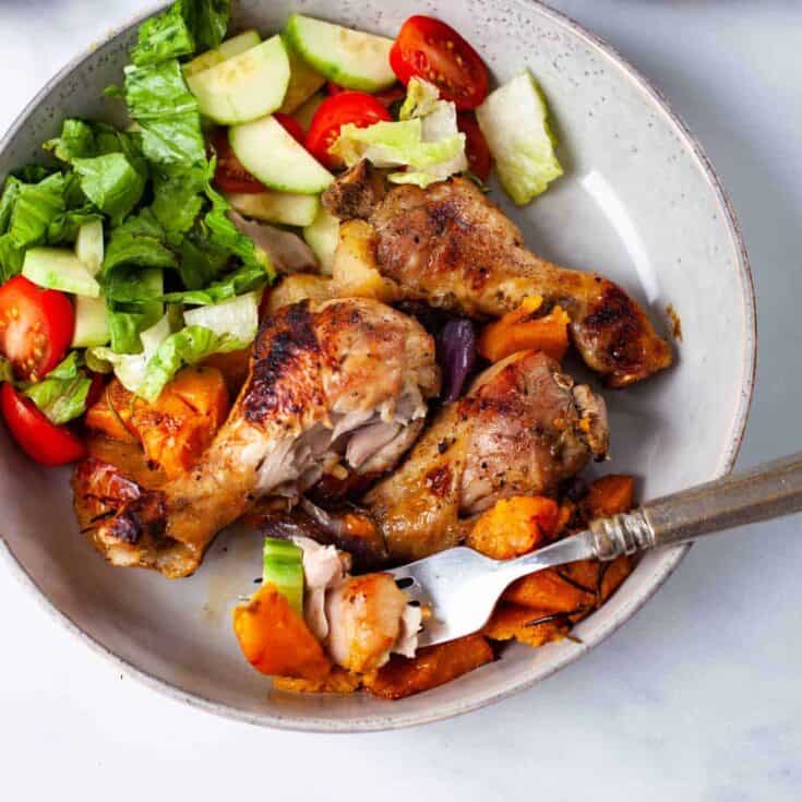 Image for Healthy Chicken Drumsticks with Sweet Potatoes and Apples