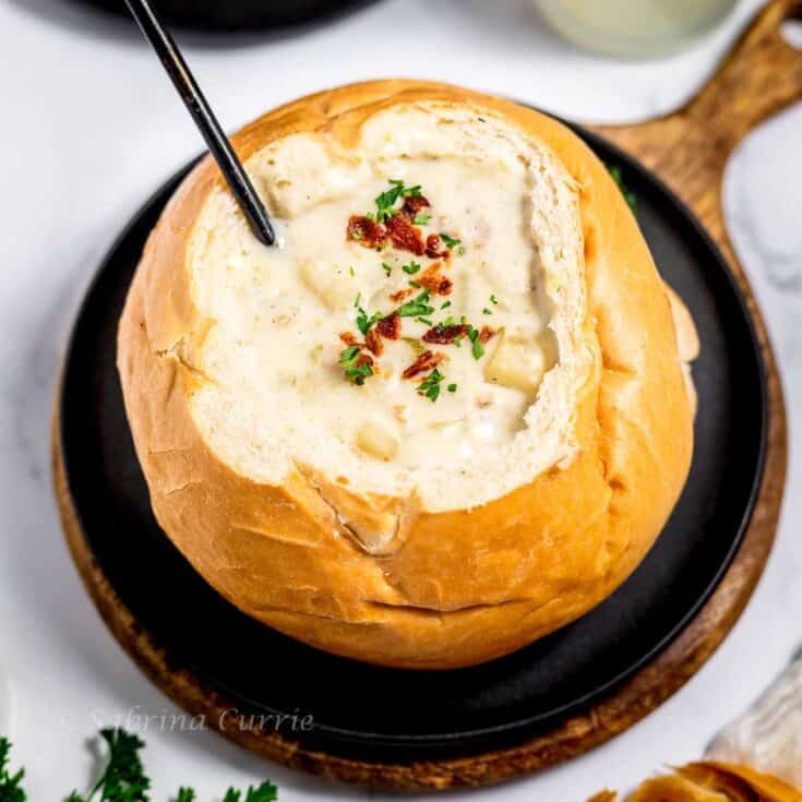 Image for Creamy Clam Chowder In A Bread Bowl 