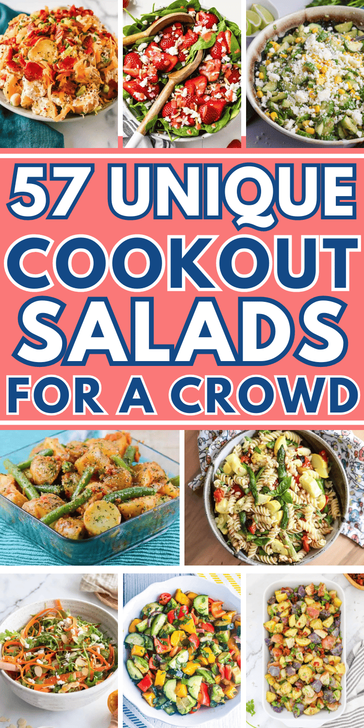 Summer salads for BBQ cookouts! These summer picnic salads easy recipes are make ahead summer salads for a crowd, summer salads for bbq simple, summer picnic salads potlucks, easy salads for a crowd family gatherings, bbq salads side dishes, salads for picnics potlucks, bbq cookout food summer parties, summer side salads bbq, cookout food ideas side dishes summer salads, bbq side salads summer, summer cookout salad recipes, pasta salad recipes for cookout, potato salad recipes for a crowd