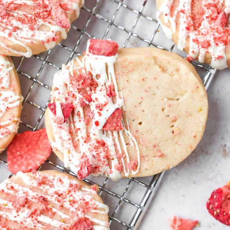 Image for White Chocolate Strawberry Shortbread Cookies