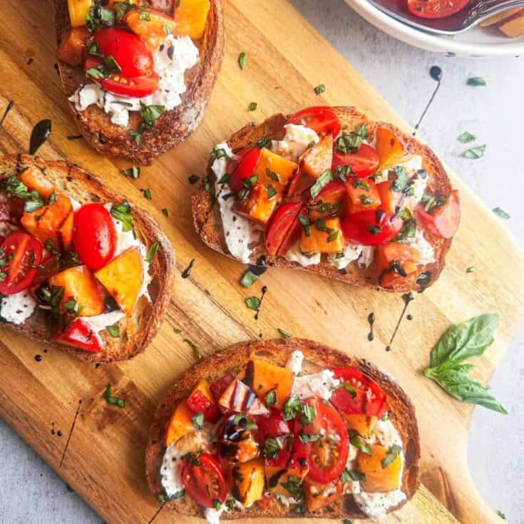 Image for Burrata Bruschetta with Peaches and Tomatoes