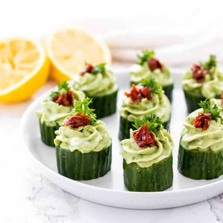 Image for Easy Avocado Goat Cheese Cucumber Appetizers