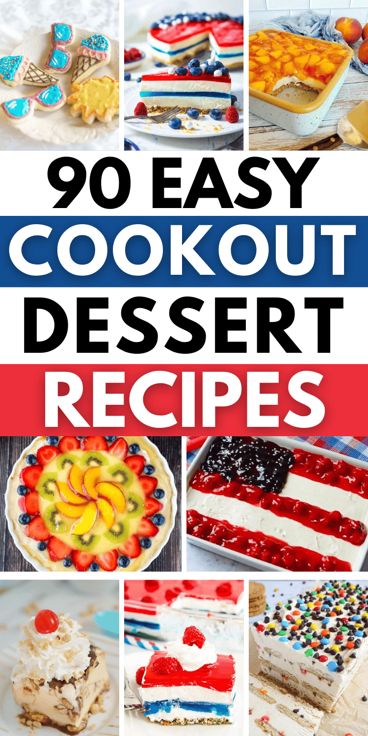 Easy cheap cookout desserts! These summer barbecue desserts make the best backyard cookout desserts for a crowd. BBQ desserts for a crowd easy, cookout desserts for a crowd easy, summer desserts for bbq party, desserts for outdoor summer party, easy desserts for bbq party, summer cookout dessert recipes, ideas for desserts for bbq party, bbq food ideas for a crowd, make ahead desserts for a crowd, cold desserts summer, summer sweet treats dessert recipes, summer picnic food ideas desserts.