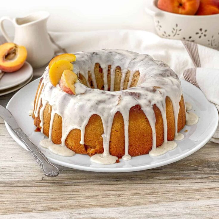 Image for Peach Cobbler Pound Cake with Bourbon Glaze