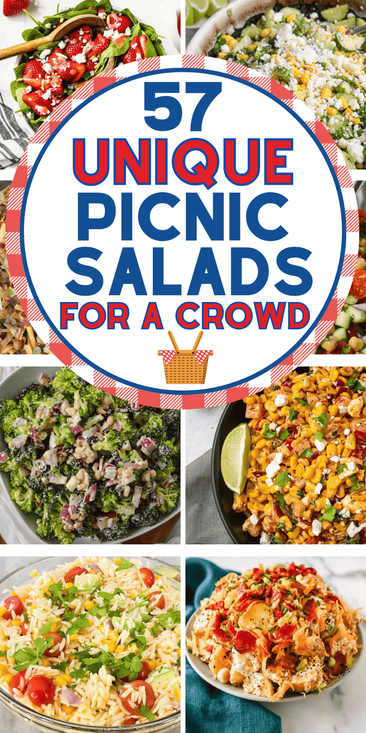 Easy picnic salads ideas for a crowd! These simple summer picnic salads easy recipes, picnic salads for a crowd party, summer picnic salads potlucks, easy salads for a crowd family gatherings, salads for picnics potlucks, picnic salad recipes summer, healthy picnic salad ideas, picnic food ideas aesthetic, easy picnic food ideas for group, cold potluck dishes for a crowd, make ahead summer salads for a crowd, summer cookout salad recipes, picnic salads cold, cold salads for picnic, picnic meals.