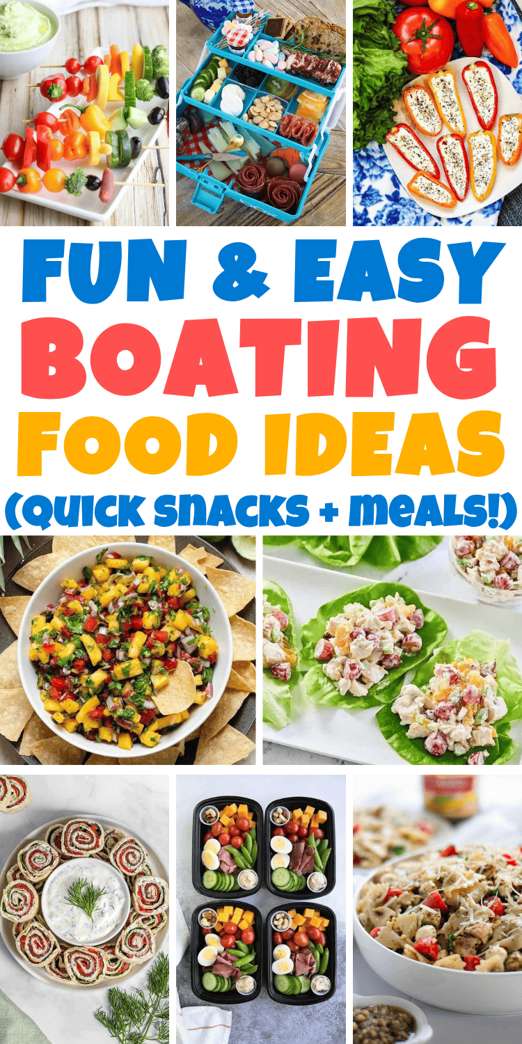 Easy boating food ideas! Fun boat snacks, easy boat meals and the best food to take on the boat. Boat snacks ideas summer, easy boat food ideas, snacks for boating, boating snacks, lake snacks, boating food ideas summer, beach snacks for adults, beach day food, vacation snacks, float trip food, pool snacks, lake house food ideas, easy picnic food, beach snacks ideas families, food for boating day, lunch ideas for the boat, dinner on the boat ideas, good food for boating, boat snacks for adults.