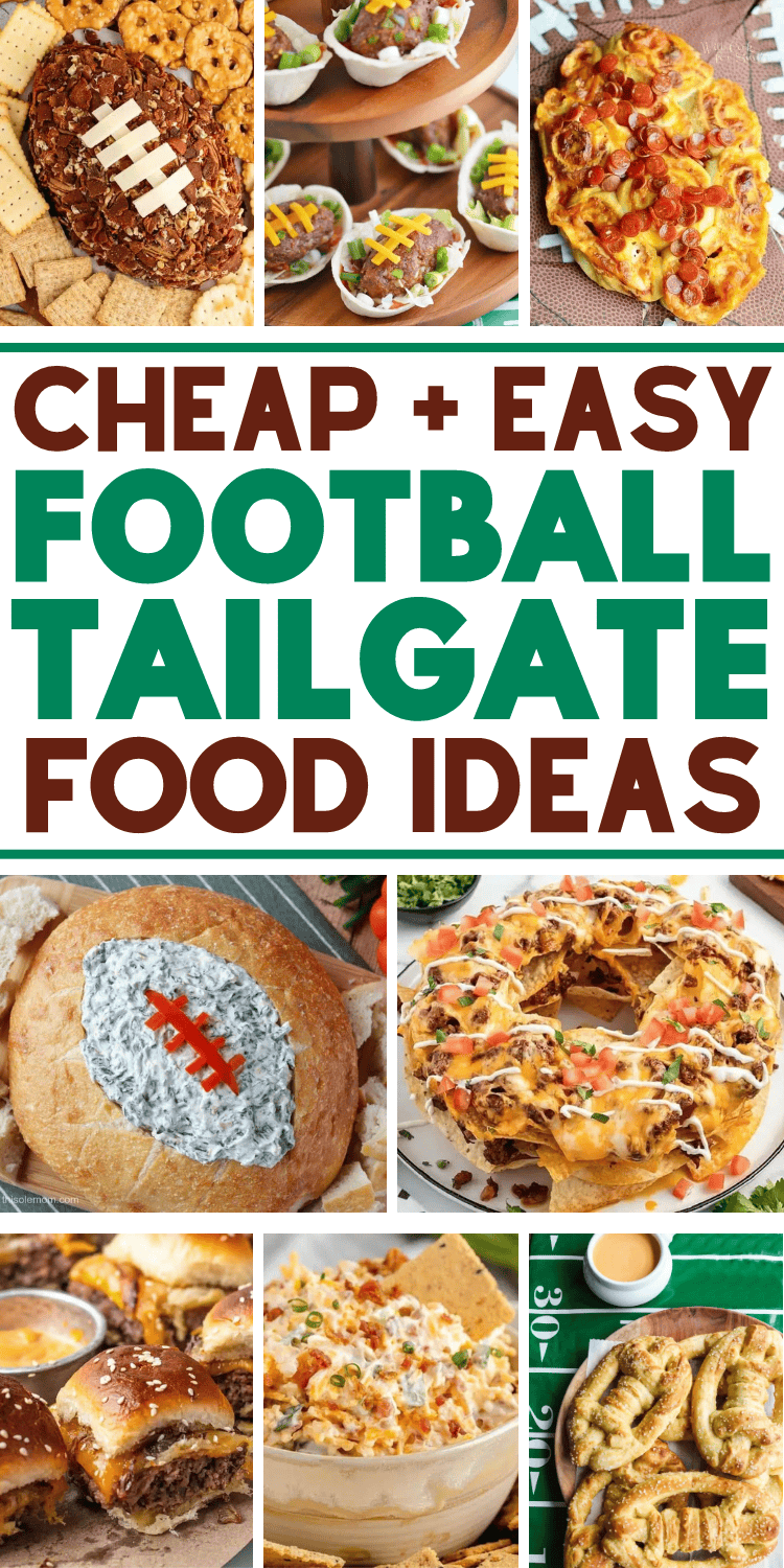 Easy tailgate food ideas! Fun football party foods like easy appetizers, snacks, and finger foods, plus tailgate dinner, lunch, and dessert ideas for a crowd - at home or for travel! Football appetizers easy finger foods, tailgate food crockpot, tailgate food grill, make ahead game day food, football sunday food, make ahead tailgate food ideas, football game snacks, tailgating party food, football game food, breakfast tailgate food, football tailgate food ideas, tailgate desserts, tailgate menu.