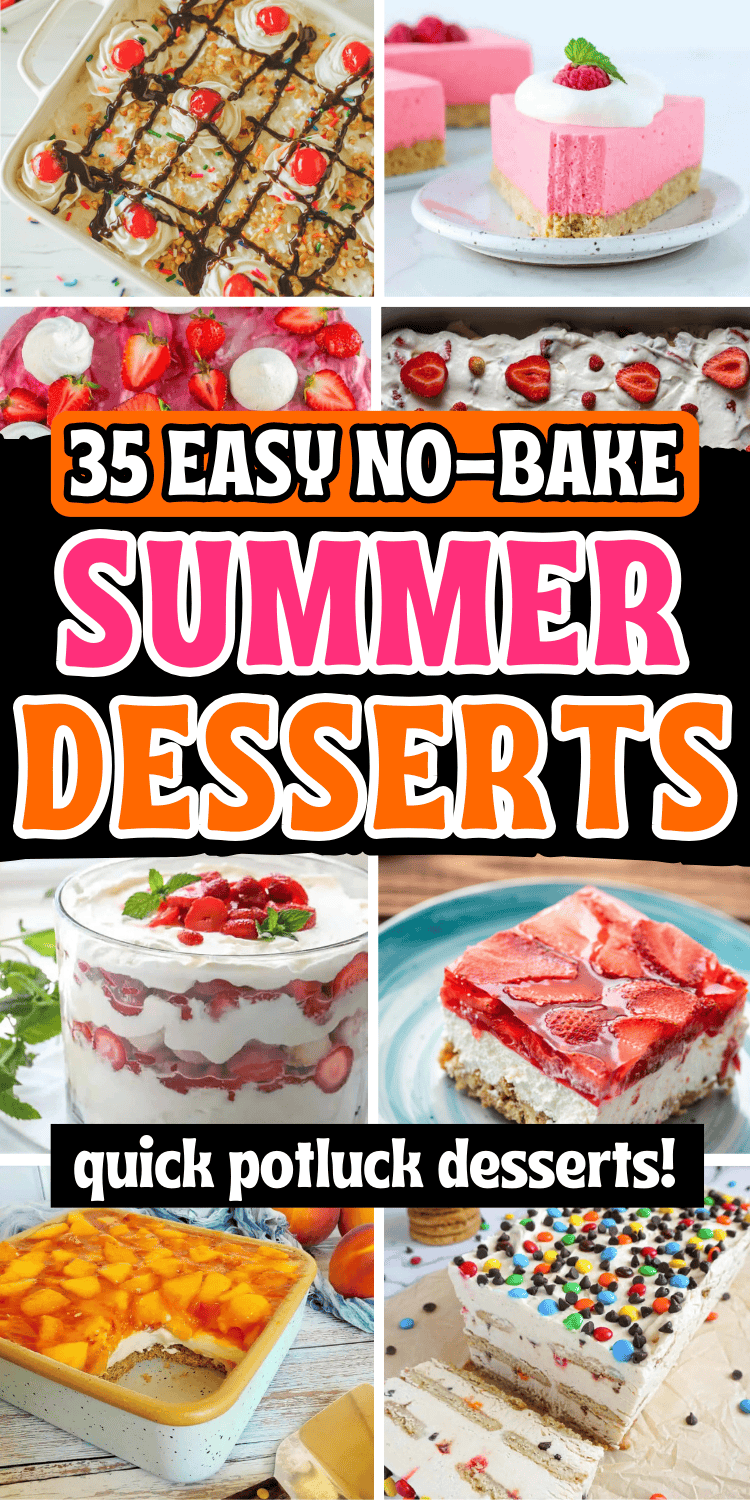 Easy no bake summer desserts for a crowd! Light dessert recipes like the best easy strawberry desserts, icebox cakes, lemon desserts, no bake cheesecake recipes, cream pies, trifles and dessert bars. Easy summer dessert recipes, easy no bake strawberry icebox cake, healthy summer desserts, quick desserts for a crowd, simple summer desserts, potluck desserts crowd pleasers, cold summer desserts, cookout desserts for a crowd, summer potluck dishes, spring desserts, bbq potluck ideas, fun summer desserts, cookout food ideas, easy summer desserts, outdoor summer party food, best summer desserts, backyard bbq party food, quick summer desserts, healthy dessert recipes easy, picnic dessert ideas, make ahead cool summer treats desserts, gluten free summer desserts, summertime desserts parties.