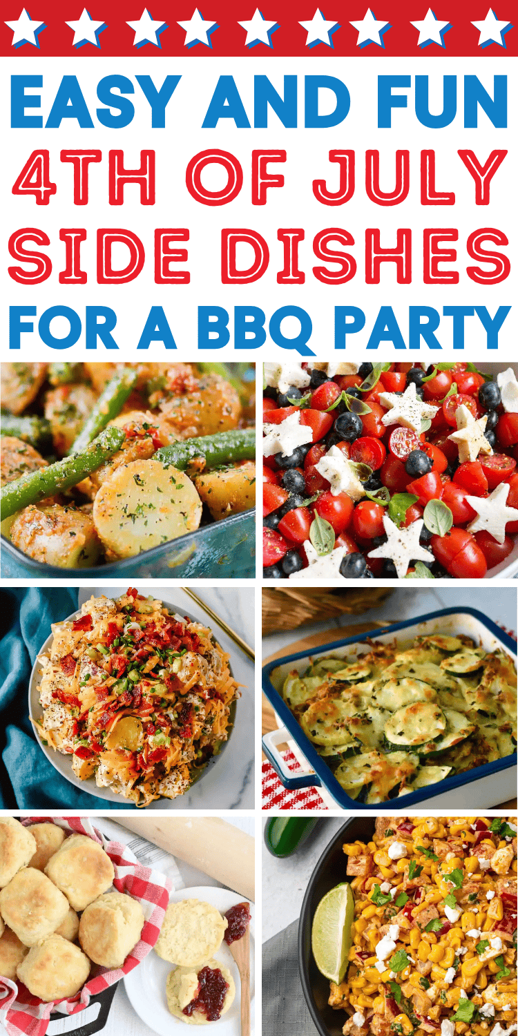 Easy 4th of July sides for a crowd! These fun summer cookout sides include easy pasta salad recipes, potato, vegetable, and make ahead cold summer salads. Fourth of july food ideas, summer party food, cookout side dishes, 4th of july potluck food, cookout food ideas, 4th of july menu ideas, summer side dishes, cookout food ideas, fourth of july side dishes, 4th of july party food, patriotic food, 4Th of july recipes, summer potluck dishes, fourth of july dinner, summer side dishes, picnic food ideas, red white and blue food, summer bbq food, 4th of July cookout food, backyard bbq party food ideas, 4th of july appetizer ideas, summer food ideas, 4th of july food bbq party ideas, 4th of july side dishes red white blue, fourth of july barbecue side dishes, fourth of july picnic food.