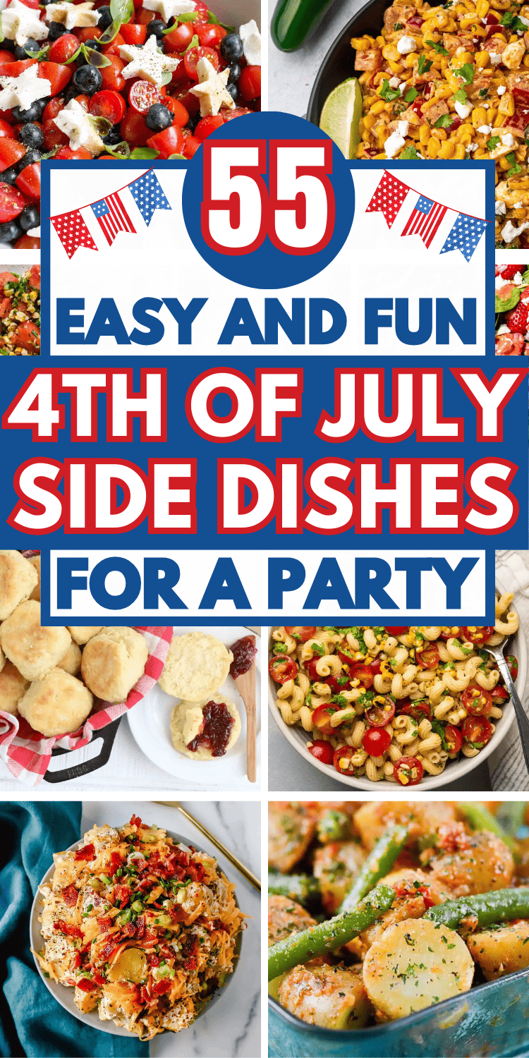 Easy 4th of July sides for a crowd! These fun summer cookout sides include easy pasta salad recipes, potato, vegetable, and make ahead cold summer salads. Fourth of july food ideas, summer party food, cookout side dishes, 4th of july potluck food, cookout food ideas, 4th of july menu ideas, summer side dishes, cookout food ideas, fourth of july side dishes, 4th of july party food, patriotic food, 4Th of july recipes, summer potluck dishes, fourth of july dinner, summer side dishes, picnic food ideas, red white and blue food, summer bbq food, 4th of July cookout food, backyard bbq party food ideas, 4th of july appetizer ideas, summer food ideas, 4th of july food bbq party ideas, 4th of july side dishes red white blue, fourth of july barbecue side dishes, fourth of july picnic food.
