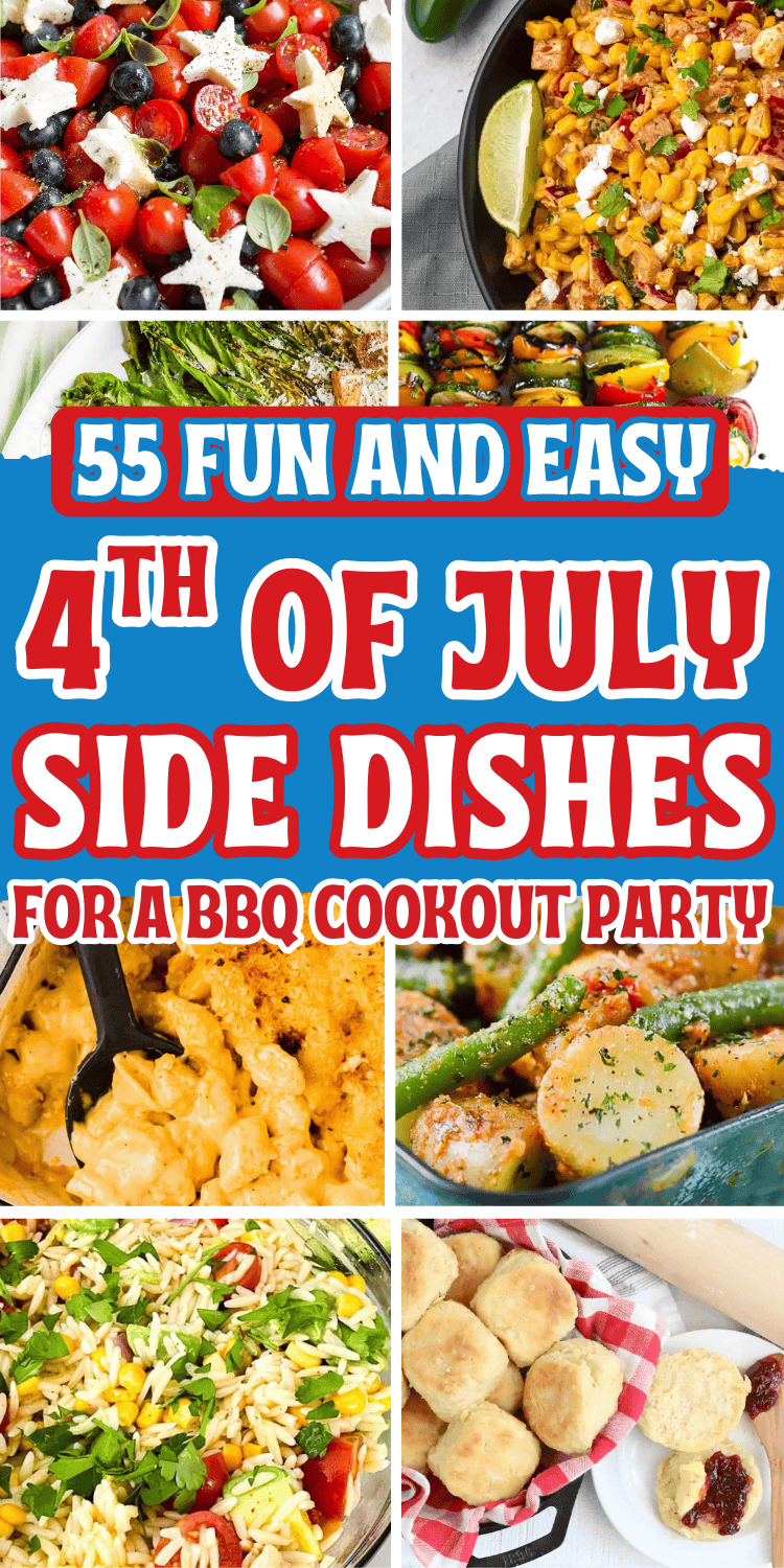 Easy 4th of July sides for a crowd! These fun summer cookout sides include easy pasta salad recipes, potato, vegetable, and make ahead cold summer salads. Fourth of july food ideas, summer party food, cookout side dishes, 4th of july potluck food, cookout food ideas, 4th of july menu ideas, summer side dishes, cookout food ideas, fourth of july side dishes, 4th of july party food, patriotic food, 4Th of july recipes, summer potluck dishes, fourth of july dinner, summer side dishes, picnic food ideas, red white and blue food, summer bbq food, 4th of July cookout food, backyard bbq party food ideas, 4th of july appetizer ideas, summer food ideas, 4th of july food bbq party ideas, 4th of july side dishes red white blue, fourth of july barbecue side dishes, fourth of july picnic food.