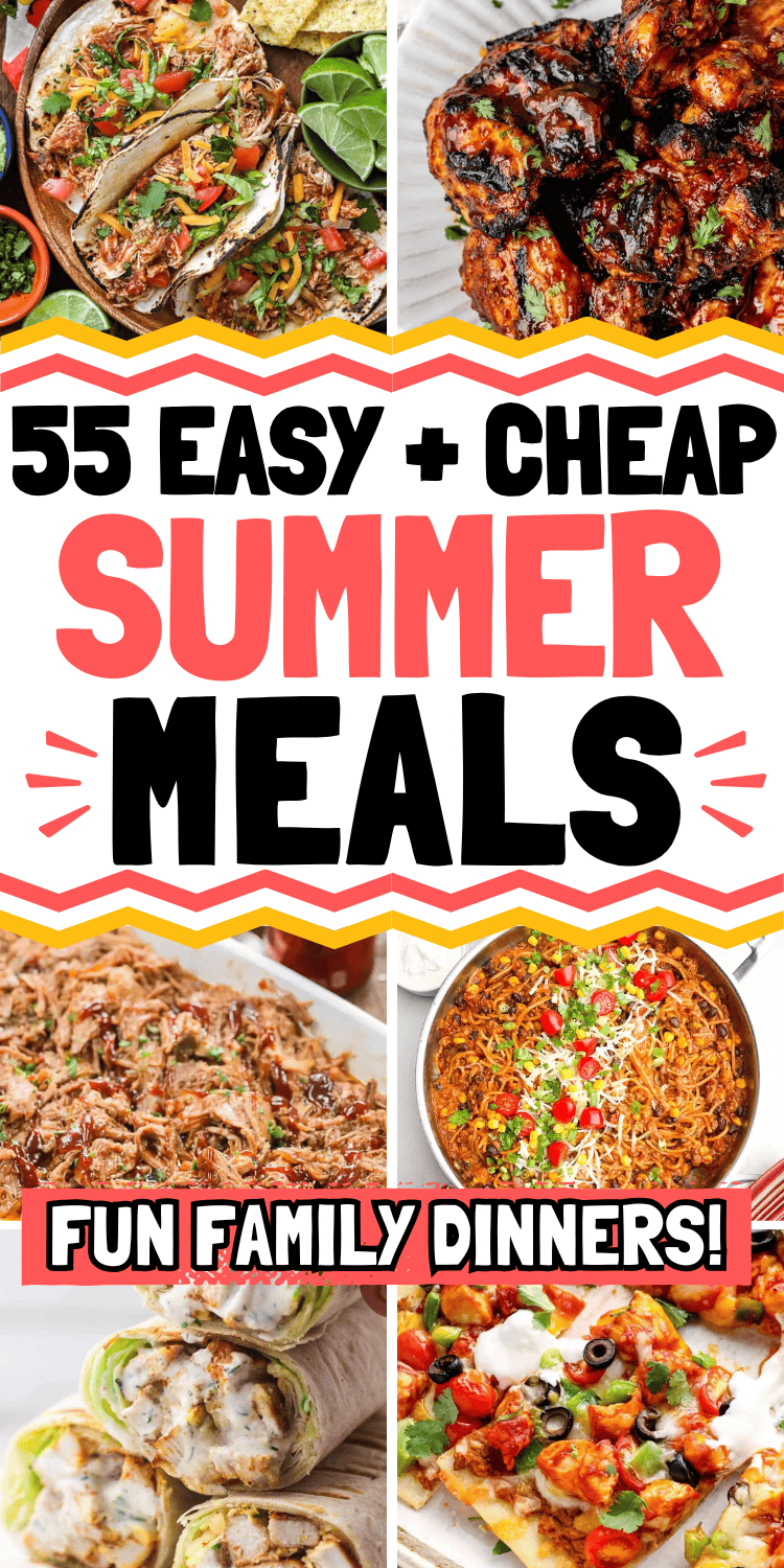 Cheap summer meals! These affordable summertime meals are quick and cheap dinner recipes for hot weather. Budget friendly meals, cheap summer dinner recipes, simple summer meals, low effort meals, cheap simple dinners, easy throw together meals, dirt cheap meals, simple summer dinner ideas, summer meals dinner families, inexpensive healthy meals, super cheap dinners, quick summer meals, cheap weeknight meals, cheap dinners for a family budget, cheap healthy meals, summer lunch ideas, summer meals for hot days, frugal meals, cheap quick dinner ideas, cheap and easy dinner ideas families, cheap meals on a budget, fast cheap dinner ideas, budget meal planning, easy meals on a budget family, super cheap meals, struggle meals recipes, broke meals ideas, healthy affordable meals, low cost meals.