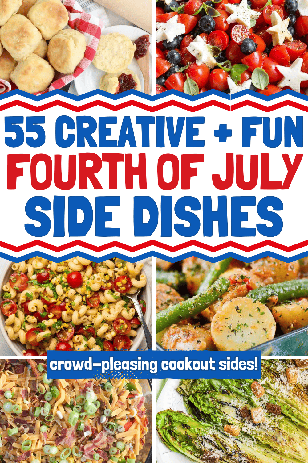Easy 4th of July sides for a crowd! These fun summer cookout sides include easy pasta salad recipes, potato, vegetable, and make ahead cold summer salads. Fourth of july food ideas, summer party food, cookout side dishes, 4th of july potluck food, cookout food ideas, 4th of july menu ideas, summer side dishes, cookout food ideas, fourth of july side dishes, 4th of july party food, patriotic food, 4Th of july recipes, summer potluck dishes, fourth of july dinner, summer side dishes, picnic food ideas, red white and blue food, summer bbq food, 4th of July cookout food, backyard bbq party food ideas, 4th of july appetizer ideas, summer food ideas, 4th of july food bbq party ideas, 4th of july side dishes red white blue, fourth of july barbecue side dishes, fourth of july picnic food.