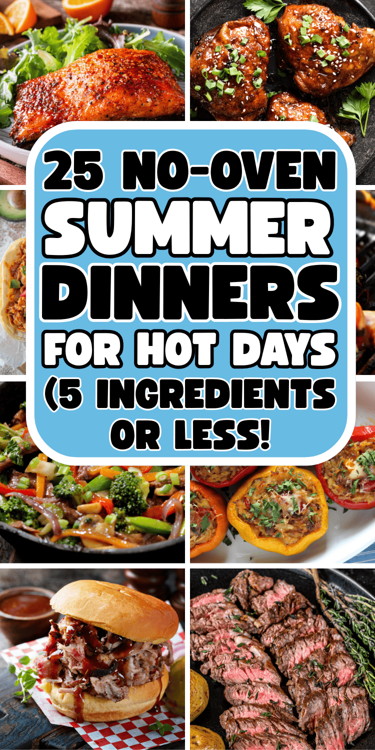 Easy no oven meals! Keep the kitchen cool and the whole family happy with these no oven recipes perfect for busy weeknights and quick meals on hot days. From easy no bake dinner recipes to kid-approved meals, you’ll find light summer dinners everyone will actually eat. Perfect for picky eaters, these oven-free meals come together fast. Easy no cook meals, light summer meals, dinner ideas no oven, meals for hot summer days, no oven dinner recipes, easy recipes no oven, dinner ideas for hot days summer, no oven meals, summer no oven dinners, no cook summer meals, warm weather dinner ideas, quick easy summer dinners, simple summer suppers, hot weather dinner ideas, oven free meals, hot night dinner Ideas, no bake meals, quick meals for hot days, to hot to cook dinner ideas, summer recipes.