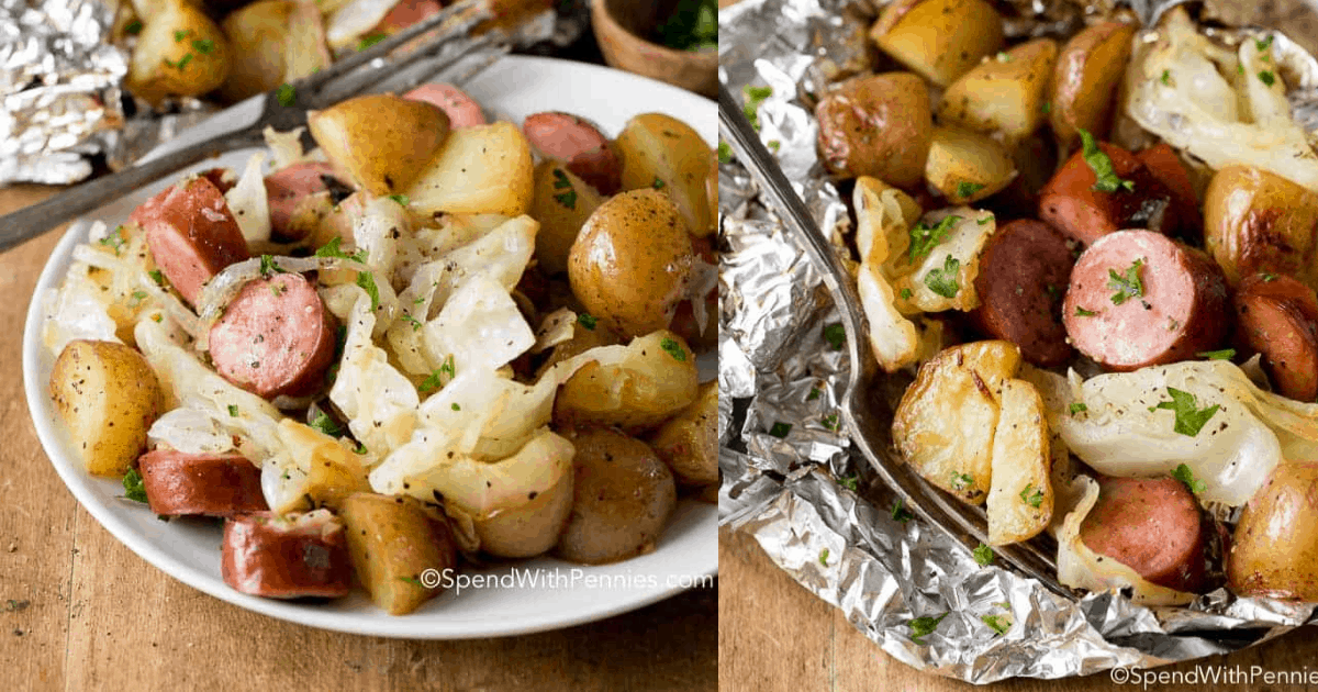 Image for Cabbage and Sausage Foil Packets