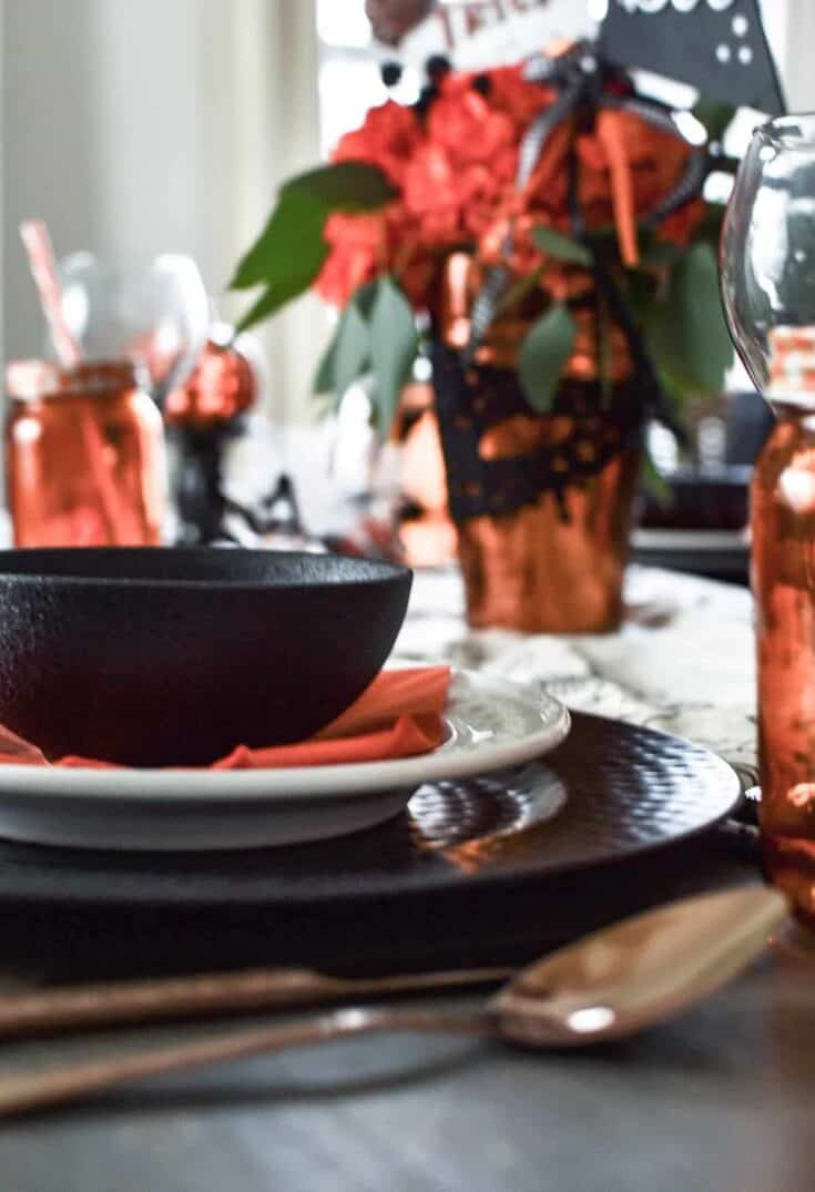 Image for Orange and Black Halloween Tablescape