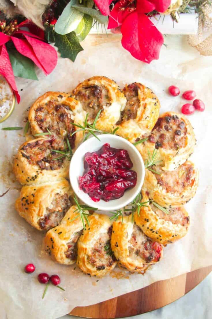 Image for Christmas Sausage Roll Wreath with Cranberries